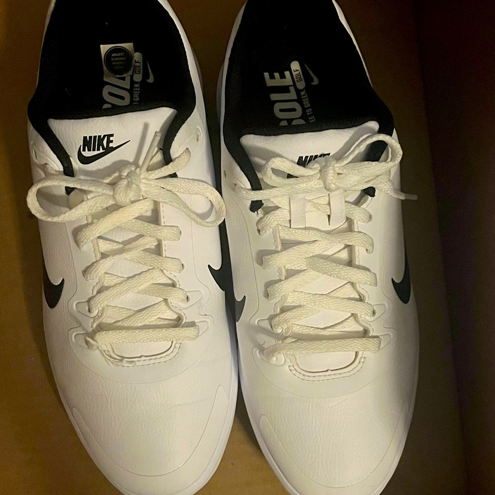 Nike Infinity G Mens Leather Golf Shoes Spikes White Black CT0531-101